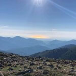 Lever du jour depuis Prati sur le GR20, vaste panorama sur les crêtes de la traversée